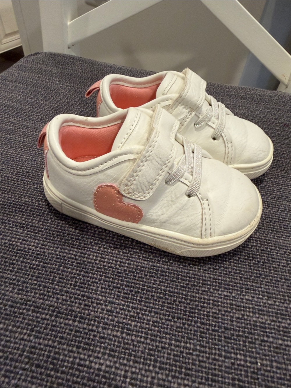 Carter's White Sneakers with Pink Heart Accent